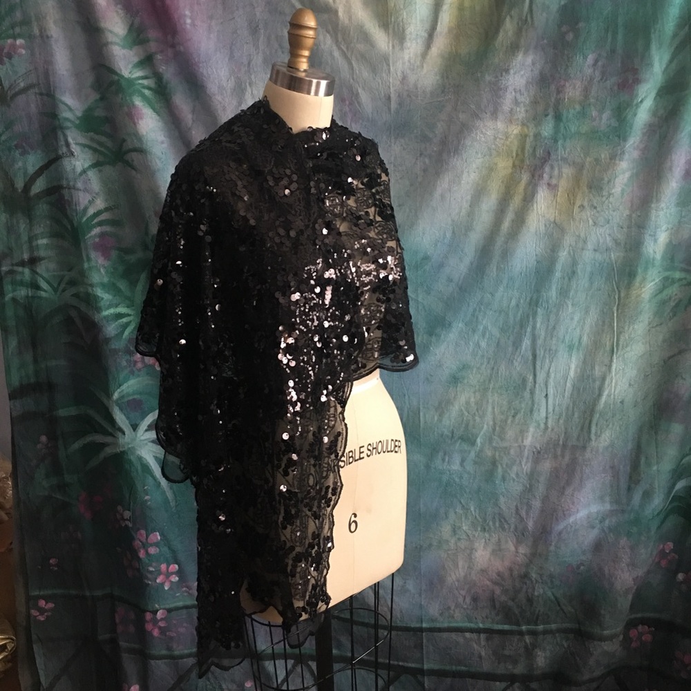 Betsey Johnson sequin scarf ruana